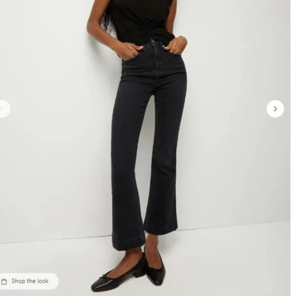 Veronica Beard Carson‎ High Rise Ankle Flare Jeans Size 30 Black